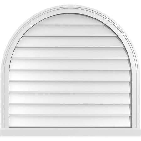 Ekena Millwork Round Top Surface Mount PVC Gable Vent w/ 2"W x 2"P Brickmould Sill Frame, 34"W x 32"H GVPRT34X3203SN
